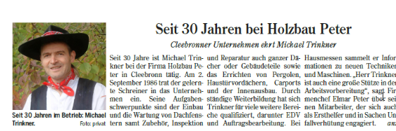 Michael Trinkner – Seit 30 Jahren bei Holzbau Peter